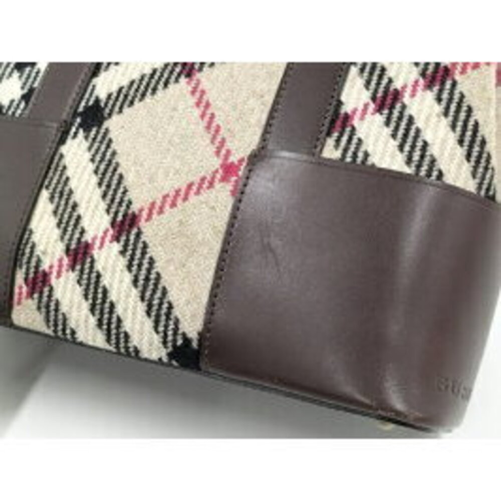 BURBERRY handbag Nova check wool leather beige dark brown - Picture 6 of 9